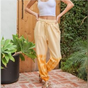 Hem & Thread Orange Tie-Dye Joggers NWT 100% Cotton Large